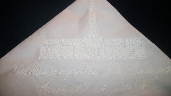 LDS Womens Temple Handkerchief with 2 additional lines - Forever Stitches