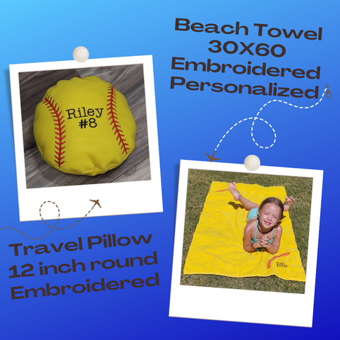 Travel Pillow and Beach Towel Combo - Forever Stitches