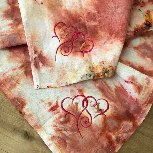 Hand Dyed Napkins in Sunset Colors - Forever Stitches