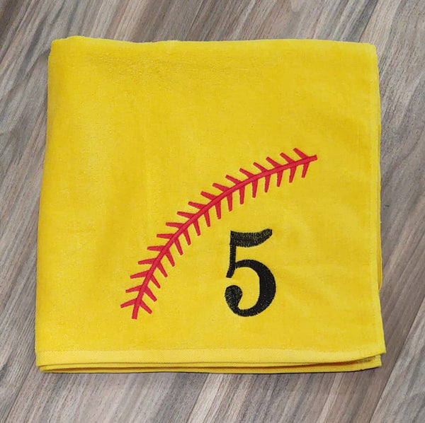 Softball Beach Towel - Forever Stitches