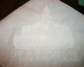LDS Mens Temple Handkerchief with 2 additional lines - Forever Stitches
